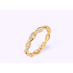NEW 14k‎ Gold Plated Sterling Simulated Diamond Eternity Band Ring, Size 7.5 thumbnail 11