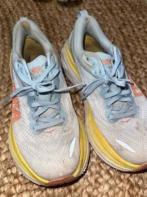 Hoka blue and yellow shoes thumbnail 1