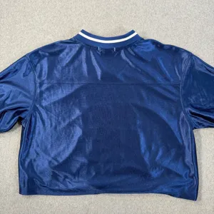 Champion New York 19 Cropped Football Jersey Top Women's Medium Blue Lace thumbnail 9