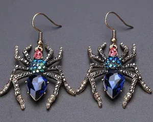 Silver Spider Dangle Earrings Whimsigoth Goth Witchy Edgy Grunge Halloween thumbnail 1