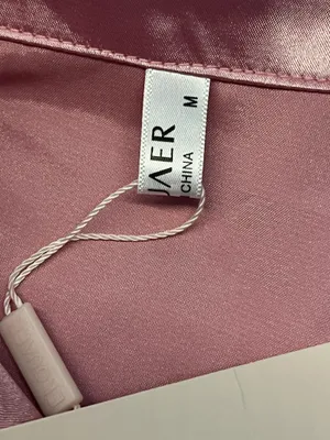 Ekouaer Pajama Top Womens Medium Pink Satin Button Front Short Sleeve Sleep thumbnail 7