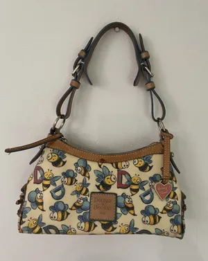 RARE VTG Y2K Dooney & Bourke Bumble Bee Print Shoulder Bag Leather canvas thumbnail 1