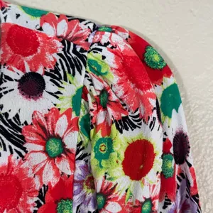 AFRM Red Green Floral Mini Dress Womens S Boho Spring Colorful Flirty Night Out thumbnail 6