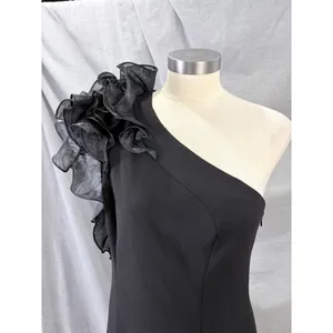 NWT Aidan Mattox Black One Shoulder Ruffle Cocktail Dress Sz‎ 10 thumbnail 2