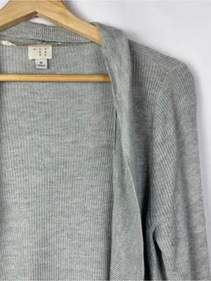 A New Day Light Grey Tunic Length Knit Cardigan Sweater M thumbnail 3