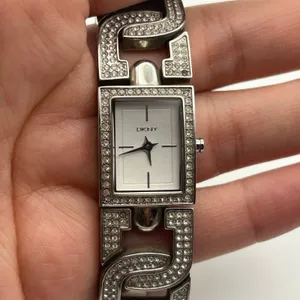 DKNY Silver-tone Encrusted Stainless Steel Band Watch Working New Battery thumbnail 7
