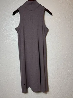 Lululemon‎ Gone for the Week Dress Mock Neck Ribbed Sleeveless Swing MidiTaupe S thumbnail 6