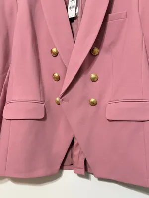 NEW Express Pink Double Breasted Gold Button Blazer Size 14 Jacket NWT Stretch thumbnail 4