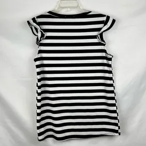 White Birch Black White Strip Sleeveless Ruffle Tank Medium thumbnail 3