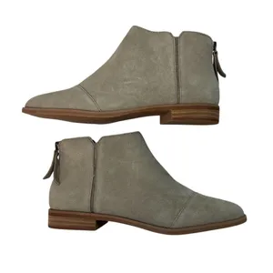 TOMS Women's Rylie Ankle Bootie Taupe Gray Natural Suede Size 8‎ Round Toe Zip thumbnail 4