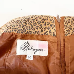 Melanzana Womens‎ Vintage 90s Leopard Print Suede Leather Mob Wife Skirt Size 14 thumbnail 3