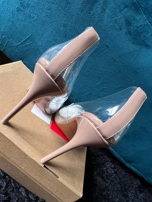Clear Nude Pointed Toe Stiletto Heels Transparent Pumps US 8.5 EU 39 New thumbnail 4
