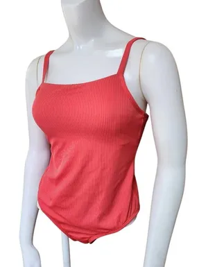 Kona Sol Stylish Ribbed Coral One-Piece Swimsuit (S) thumbnail 1