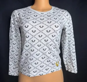 White true religion logo long sleeve  thumbnail 2