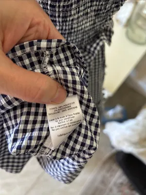 Altar’d state navy white gingham ruffle strapless western rush mini dress M thumbnail 11