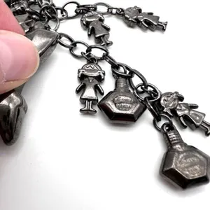 Pardma Paris charm parfum bottle shoes‎ dangle chain necklace gunmetal thumbnail 10