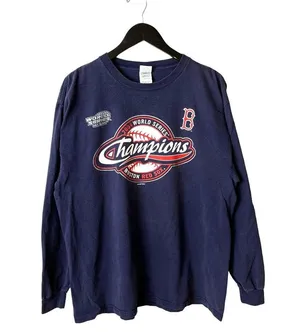2004 Vintage Y2K Boston Red Sox T Shirt Large L Blue Graphic Tee thumbnail 2