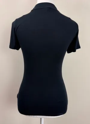 We The Free Free People Black Ribbed Choker Cutout‎ Top Short Sleeve Small thumbnail 1