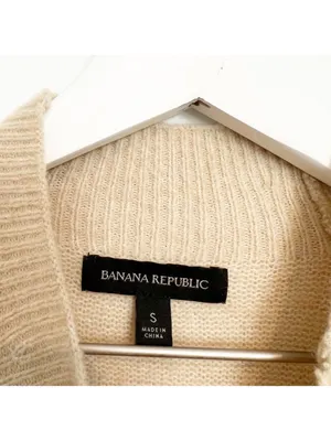 Banana Republic Sweater Size Small Merino Wool Rib Knit Mock Neck Corporate Chic thumbnail 8
