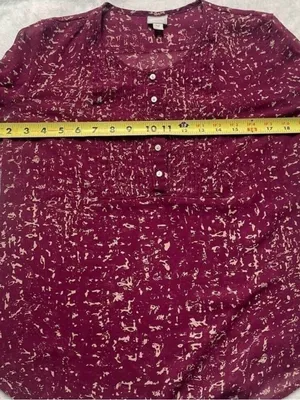 Converse One Star 2000s Sheer Plum Pintuck Blouse Boho Indie Size M thumbnail 7