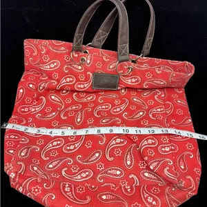 Neiman Marcus Red Paisley Tote Bag thumbnail 4