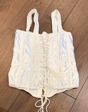 White Lace-Up Corset Top Size 36 - C27-041 thumbnail 1