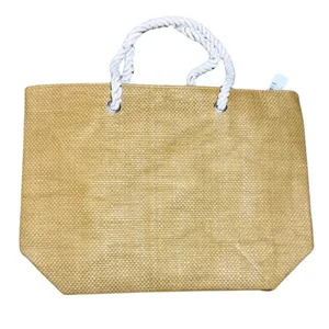 Clemson Tiger Paw Love Oversized Jute Straw Tote Bag Rope Handles NWT thumbnail 2