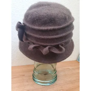 Art Deco Felt Wool Hat Floral Flower Winter Bucket Cap Hat Adult Retro OSFM thumbnail 7
