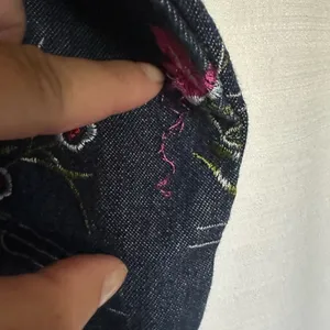 Quacker Factory Jacket Embroidered Floral Blue Denim Jean Trucker Women's Size L thumbnail 9