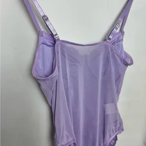 Lavender Lace Bodysuit sheer back underwire bra adjustable straps Small NWOT thumbnail 5