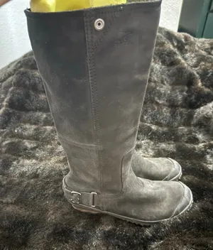 Sorel Slimboot Tall Riding Boots Womens 8.5 Waterproof Black Suede Leather thumbnail 1