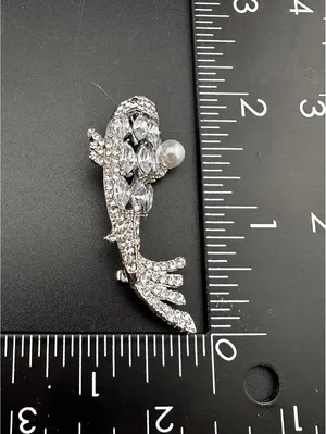 Sparkling Pave Koi Fish Brooch Pin thumbnail 4
