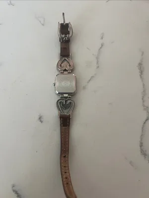 Brown Leather Heart Accent Watch with Silver thumbnail 2