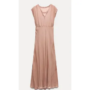 ZARA 2025‎ Collection | NEW Tan Lace Slip Midi Dress Medium Dainty Coquette Fem thumbnail 7