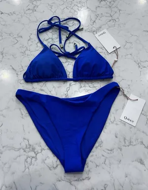 NWT Quince Electric Blue Italian Triangle Bikini Top & Low Rise Bottoms Size XS thumbnail 1