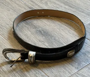 Vintage Brighton Black Leather Belt Size Medium Western Boho thumbnail 1
