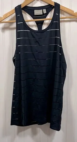 Athleta navy sheer striped racerback tank top thumbnail 1