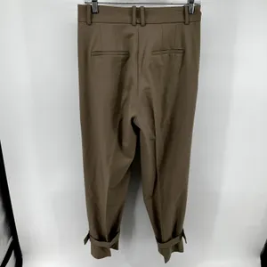 Aritzia Babaton Lalonde Trouser Pants Carrot Wool Pleated Strap Hem Taupe Tan 6 thumbnail 6