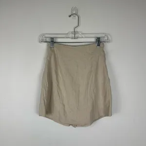House of CB Tayo Beige‎ Linen Gathered Waist Mini Skirt Women’s Sz XS thumbnail 3