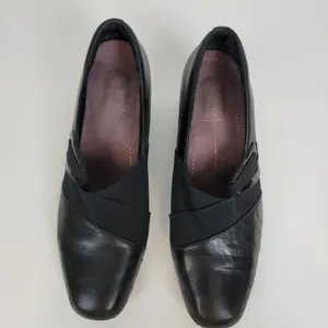 Clarks Womens Shoes Size 7.5 Black Leather Sugar Spice Heeled Slip On Pumps thumbnail 7