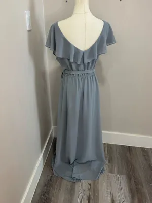 Baltic Born Katya Ruffle Maxi Dress Grey Flowy Cocktail Party Bridal Size XL thumbnail 3