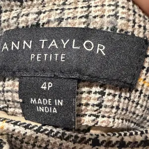 Ann Taylor Cropped Dress Pants Glen Plaid Belted Tapered Tan Preppy Womens 4P‎ thumbnail 4