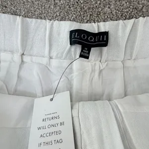 Cream Linen Blend Shorts Womens 26W High Rise Tailored Minimal Chic Summer‎ New thumbnail 7