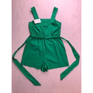 Free Assembly Square Neck Belted Romper Women Size M Green Cotton Sleeveless thumbnail 11