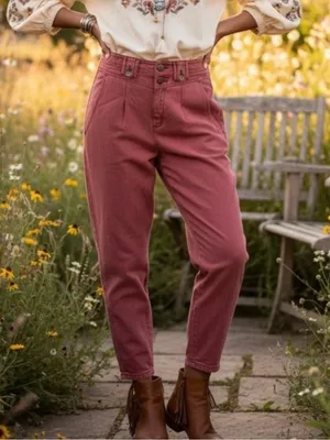 Anthropologie Pleat Front Tapered Leg Pants Women's Size 28 Boho‎ Chic thumbnail 1