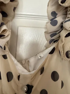 SHEIN Beige Polka Dot Mini Dress with Black Dots thumbnail 4