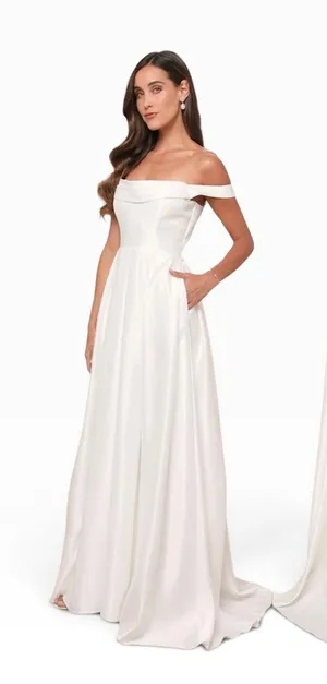 Lulus Extraordinary Vow White Off-the-Shoulder Maxi Dress with Pockets size L thumbnail 1