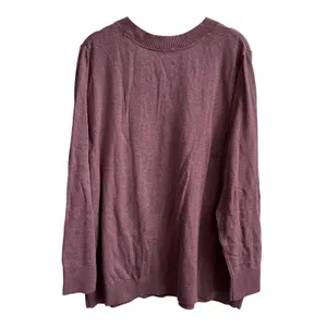 J. Jill Womens V-Neck Pullover‎ Sweater Plum Purple Heathered Cotton Blend 2X thumbnail 3