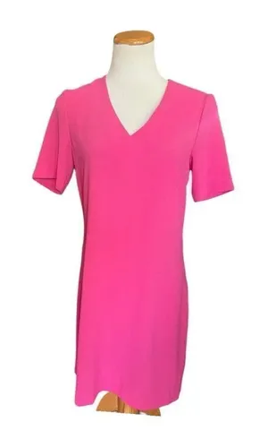 Womens Charles Henry Textured Pink V Neck Sheath Dress - Sz S thumbnail 1