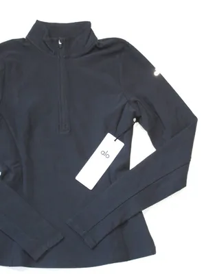 NWT Alo Alosoft 1/2 Zip Rapid Pullover in Anthracite Solid Stretch Fitted Top S thumbnail 3
